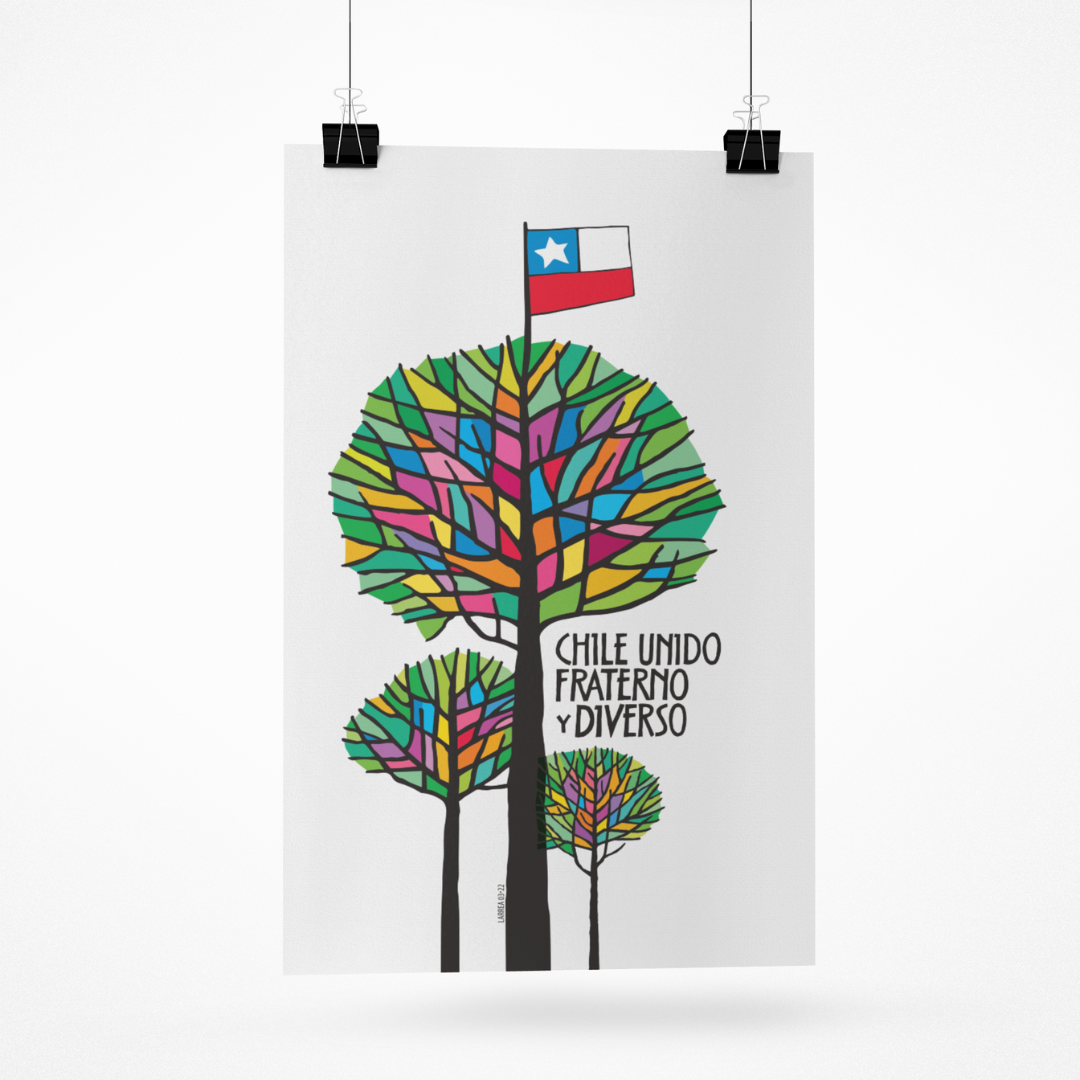Afiche Enmarcado "Chile unido, fraterno y diverso"