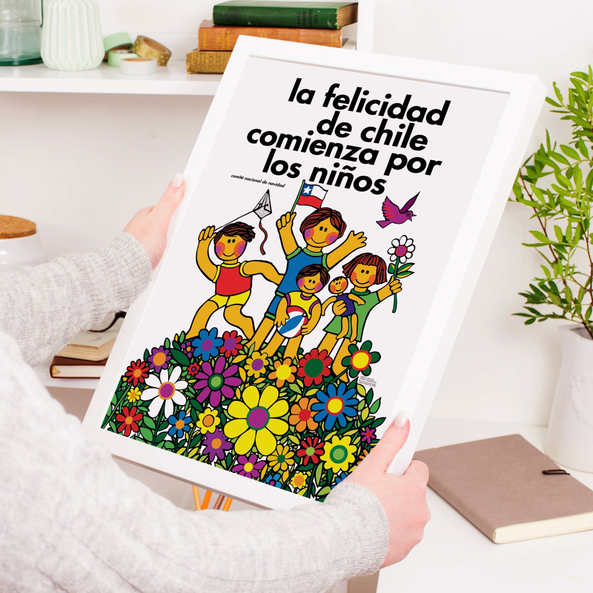 Afiche Enmarcado "La felicidad de Chile comienza por los niños"